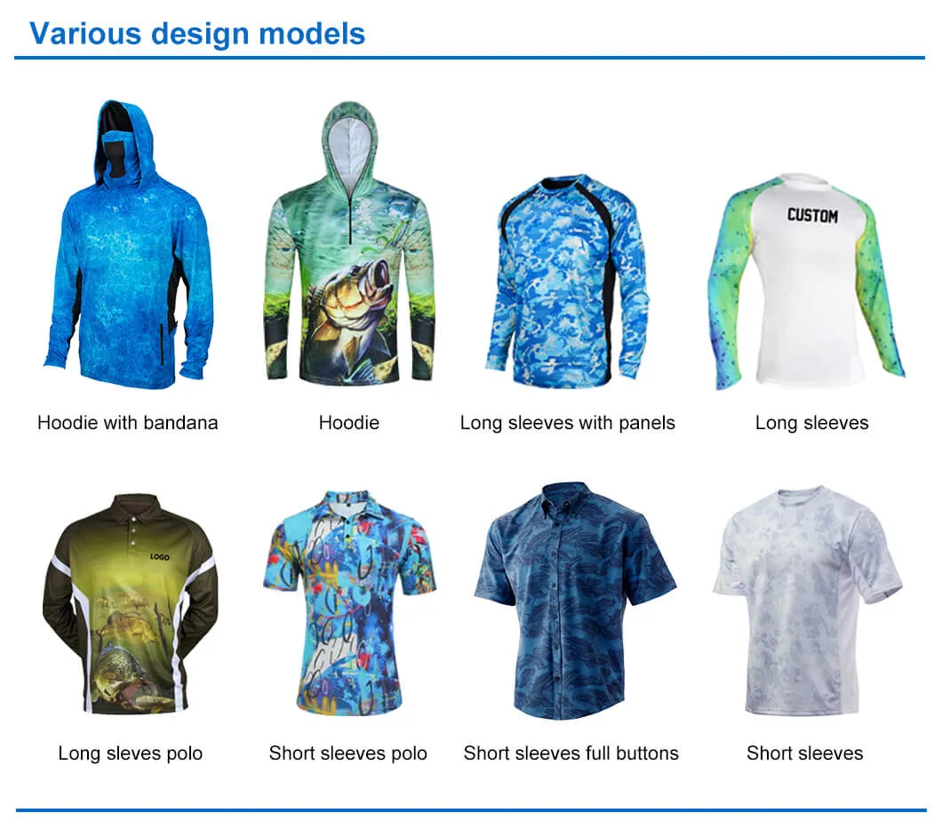 Custom Quick Dry Anti-UV Fishing Wear Shirts Long Sleeve Sun Protection Fishing Suit